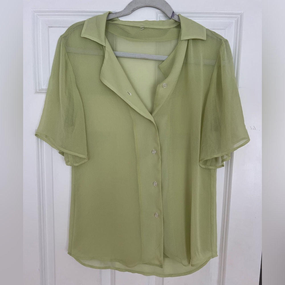 Vintage Sheer Green Blouse